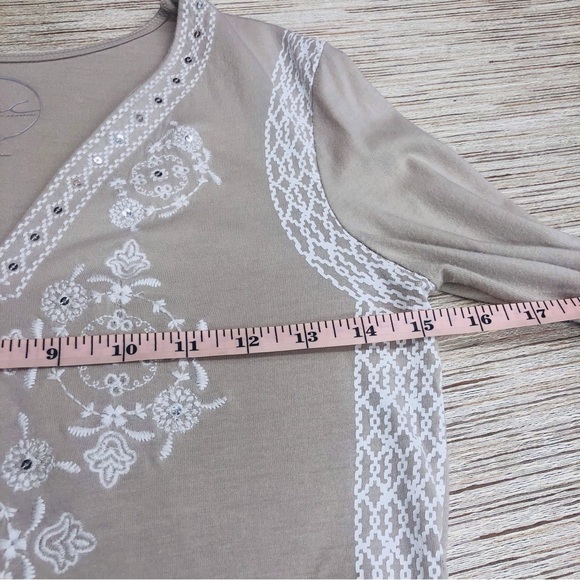 INC International Concepts Tan White Mosaic Print Tunic - Picture 12 of 16